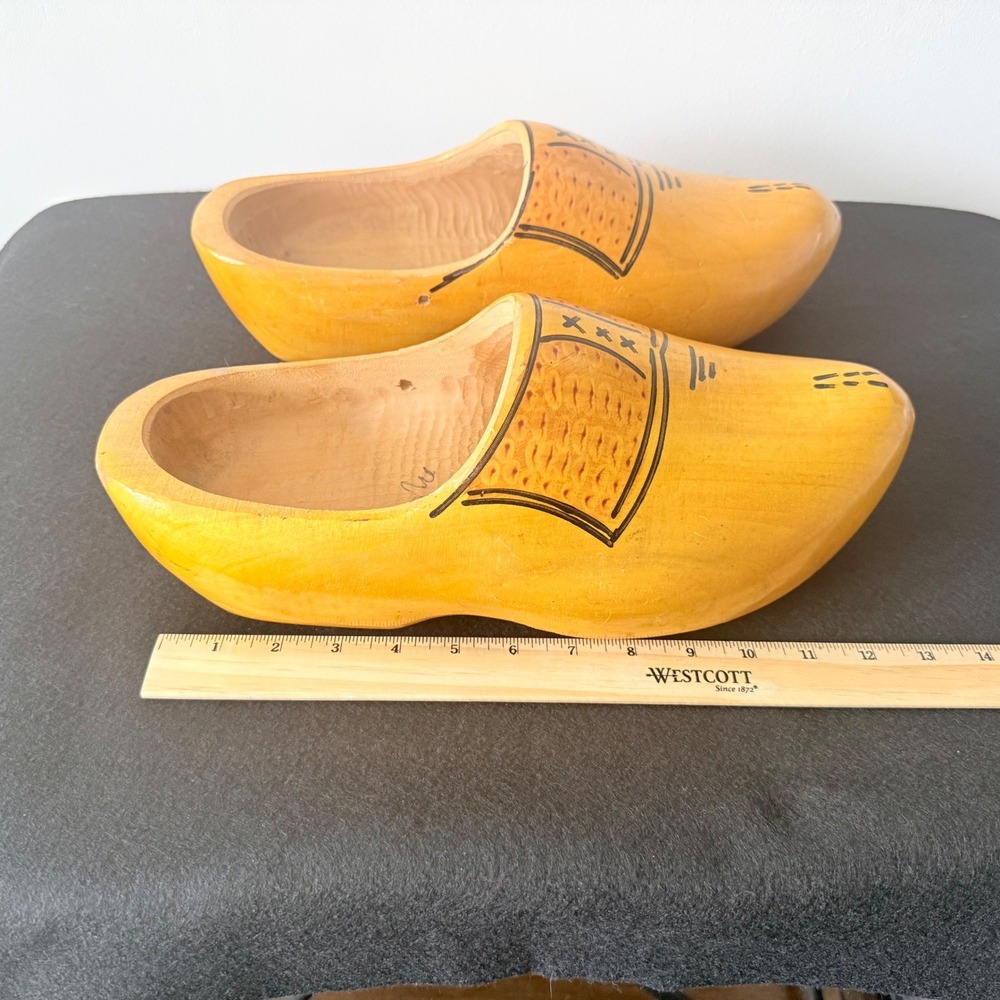 Vintage Wooden Dutch Clogs Hand Painted Folk Art‎ Souvenir Pair - Picture 5 of 12